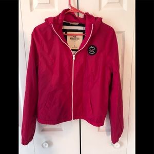 Pink Hollister rain jacket